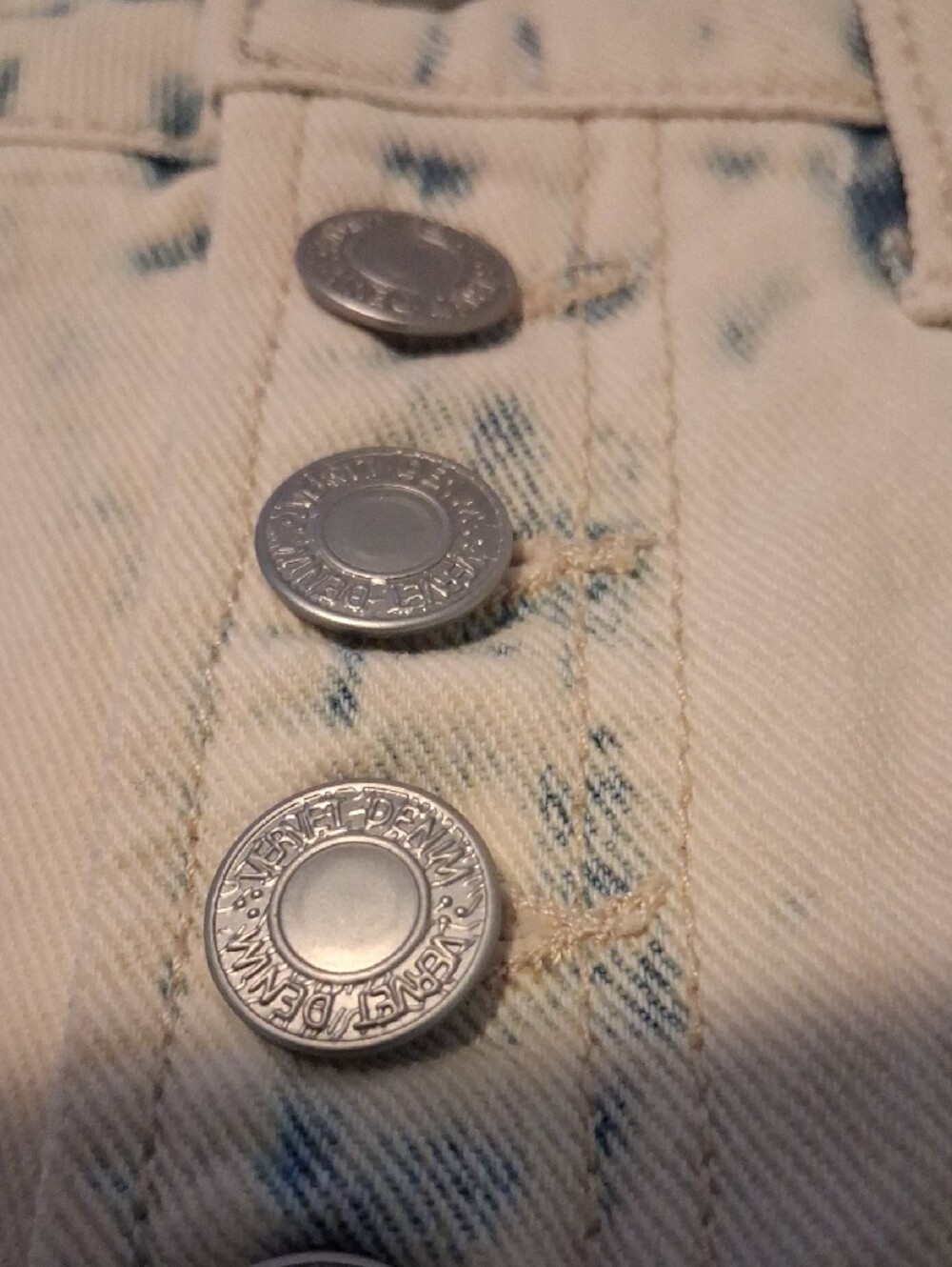 High-Rise Distressed White Denim Shorts with Button Fly - Picture 7 of 12